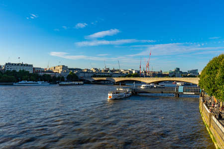 London skyline from Waterloo Bridge in England, UK.のeditorial素材