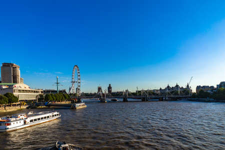 London skyline from Waterloo Bridge in England, UK.のeditorial素材