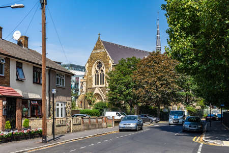 Famous historic building street in London, UK.のeditorial素材
