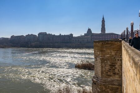 Basilica de Nuestra SeÃ±ora del Pilar Cathedral in Zaragoza, Spain.の写真素材