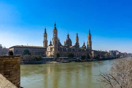 Basilica de Nuestra SeÃ±ora del Pilar Cathedral in Zaragoza, Spain.の写真素材