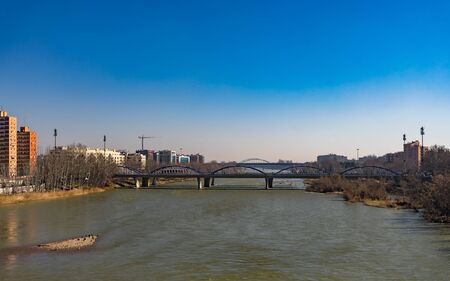 Puente de Piedra bridge in Zaragoza, Spainの写真素材