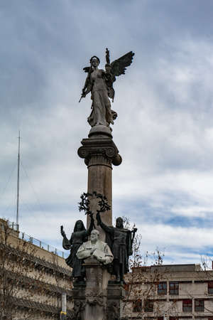 Manuel MilÃ  i Fontanals sculpture in Vilafranca del Penedes, Catalonia, Spain.のeditorial素材