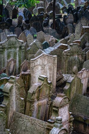 Old Jewish Cemetery Prague in Czech Republicの写真素材