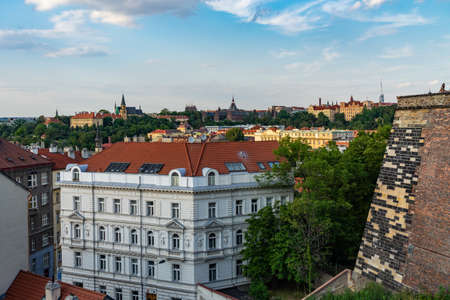 Aerial view of Prague Czech Republic from Vysehradのeditorial素材
