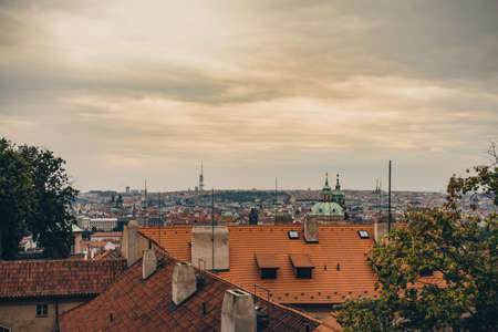 Skyline from Castle Architecture and landmark of Prague in Czech Republicのeditorial素材