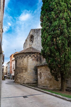 Landscape medieval village Besalu, Catalonia, Spain.の写真素材