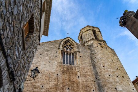 Landscape medieval village Besalu, Catalonia, Spain.の写真素材