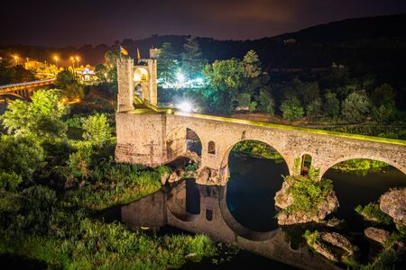 Landscape medieval village Besalu, Catalonia, Spain.の写真素材