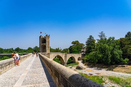 Landscape medieval village Besalu, Catalonia, Spain.の写真素材
