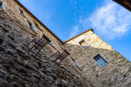 Landscape medieval village Besalu, Catalonia, Spain.の写真素材