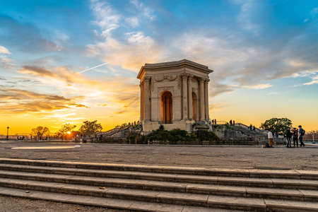 Chateau d'eau, Bassin principal du Peyrou in Montpellier, Franceのeditorial素材
