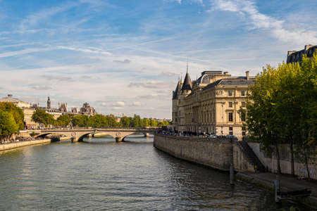 View at Saint Michel bridge in Paris, France