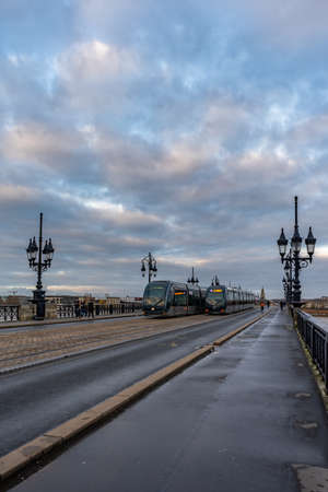 Pont de Pierre in Bordeaux, France.のeditorial素材