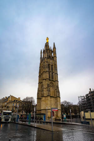 Cathedrale Saint Andre and Pey Berland Tower in Bordeaux, France.のeditorial素材