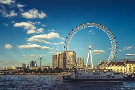 London Eye and river Thames in London, UK.のeditorial素材