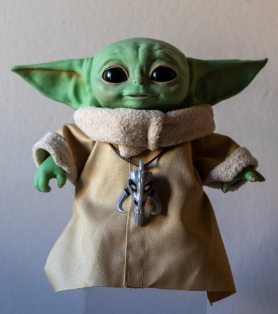 DECEMBER 2020: The Child, Grogu or baby Yoda, fictional character from the TV series The Mandalorianのeditorial素材