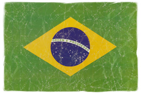 Brazilian flag on white backgroundの写真素材