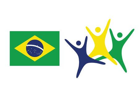 brazil flag with theme human figuresのイラスト素材