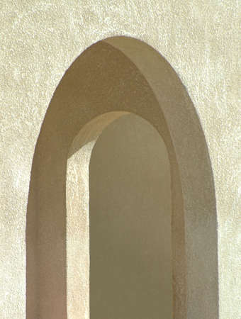 The Arch. Composition of two arches with textured wall finishing.の写真素材