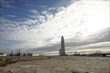 A lighthouse in Kronshtadt - suburb of Saint-Petersburg, Russiaの写真素材