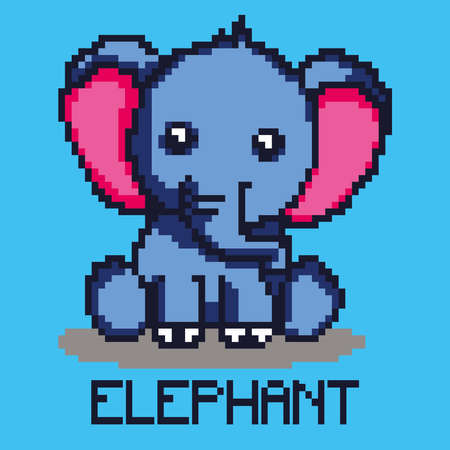 cute animal in pixel art design vectorのイラスト素材