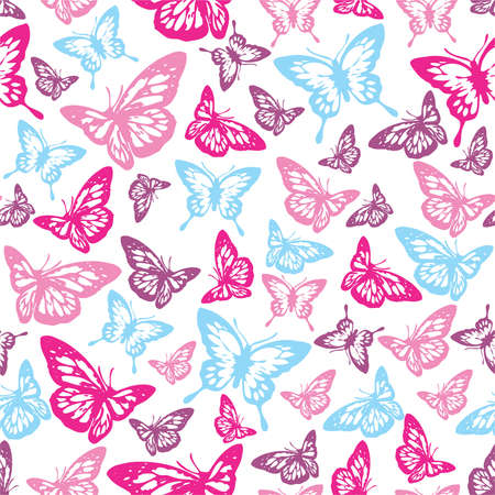 seamless pattern with colour butterfliesのイラスト素材