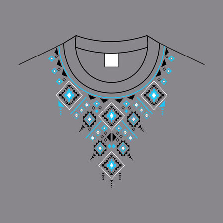 neck design embrodery style in grey colour flat background 01のイラスト素材