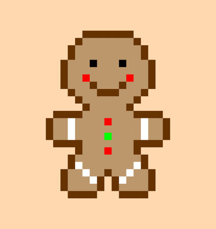Gingerbread man pixel art. Vector illustration of gingerbread man.のイラスト素材