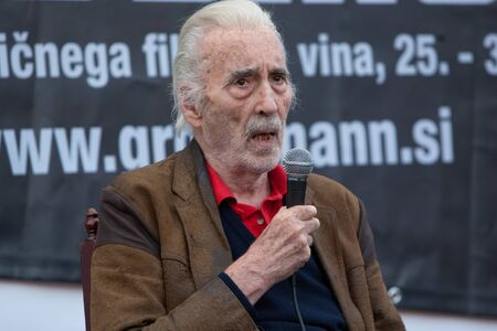 Ljutomer, SLOVENIA-july 27:sir christopher lee, actor on the grossmann film festival on july 27, 2011 ljutomer, slovenijaのeditorial素材