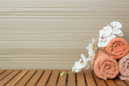 orchid with towelsの写真素材