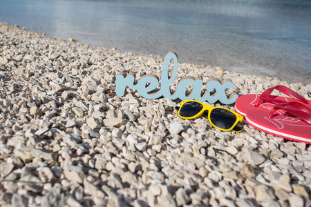 relaxing time on the beachの写真素材