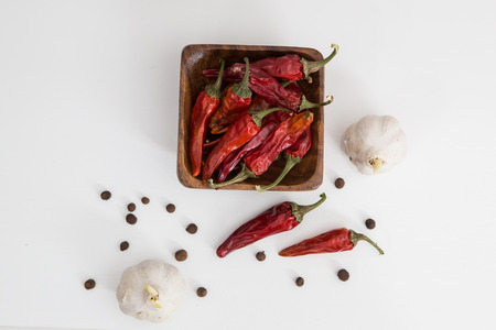 Home Grown chillies on the white backgroundの写真素材