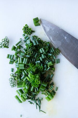 First spring chieves cut for the soup