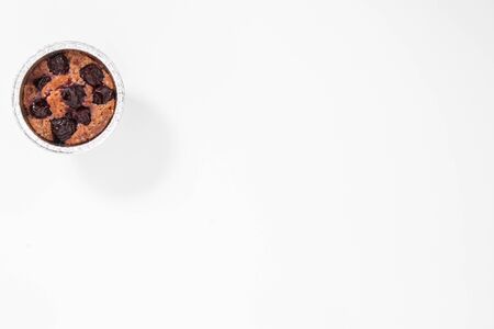 Sweet home baked cherry bisquit on the white backgroundの写真素材