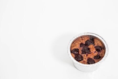 Sweet home baked cherry bisquit on the white backgroundの写真素材