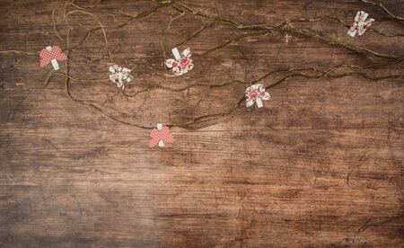 Spring decorations on the wooden