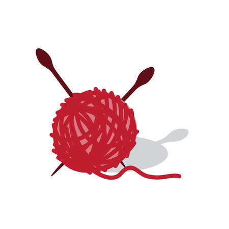yarn ball and needleのイラスト素材