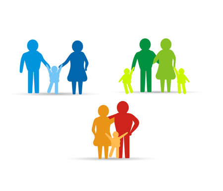 multicolored family icon design elementsのイラスト素材