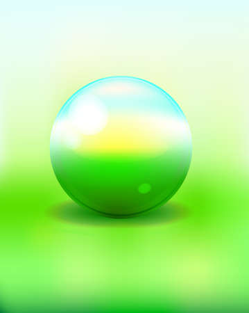 green glass sphere on bokeh backgroundのイラスト素材