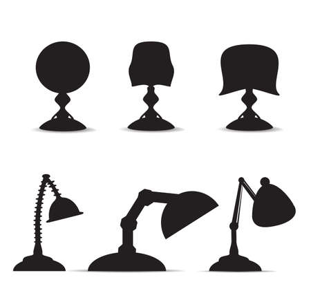 set of six desk lamp silhouette vectorのイラスト素材