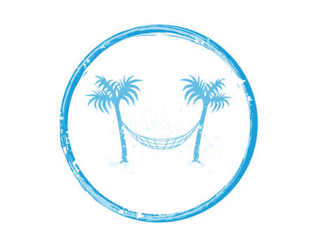 grunge palm emblem or stamp vector designのイラスト素材