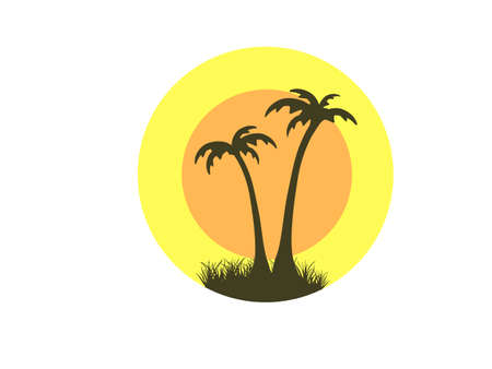 grunge palm emblem or stamp vector designのイラスト素材