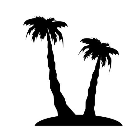 palm tree and island shilhouette stylized vectorのイラスト素材