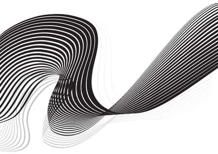black and white mobious wave stripe optical designのイラスト素材