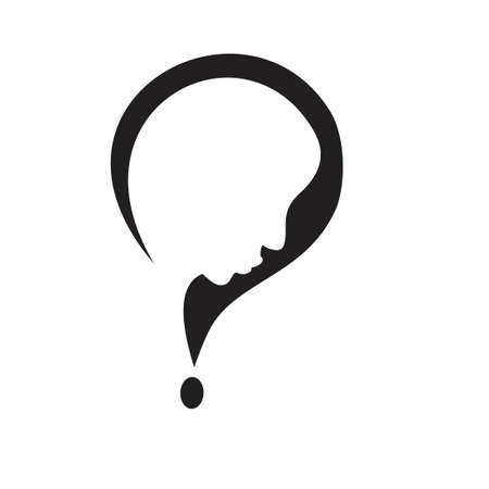 question mark head black symbol vectorのイラスト素材