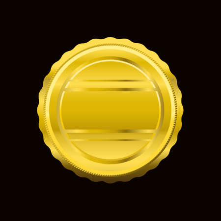 golden round badge coin emblem icon vectorのイラスト素材