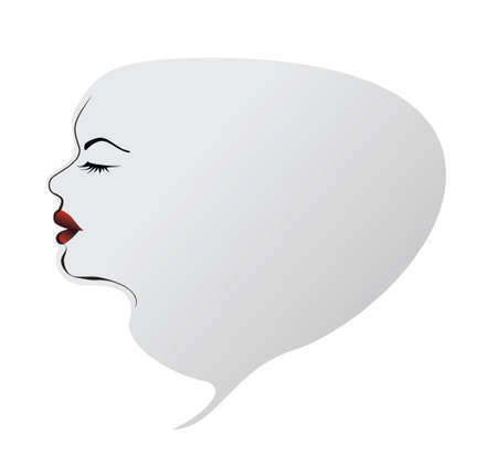 woman face as seech bubble thinking conceptionのイラスト素材