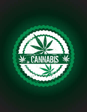 cannabis leaf, seal, stamp with grunge textures and frameのイラスト素材