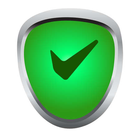 shield with checkmark green and metal color symbol of protectionのイラスト素材